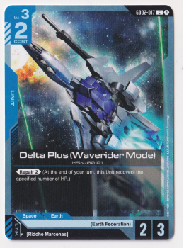 Delta Plus (Waverider Mode) single card from Gundam TCG