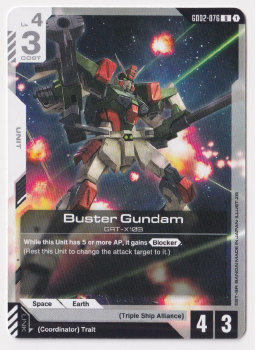 Buster Gundam single card from Gundam TCG