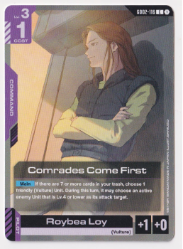 Comrades Come First single card from Gundam TCG