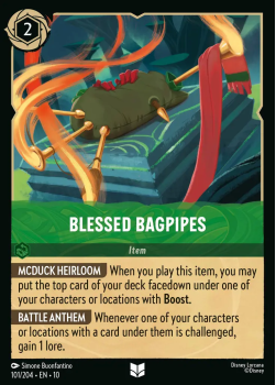 Blessed Bagpipes single card from Disney Lorcana
