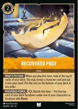 Recovered Page single card from Disney Lorcana