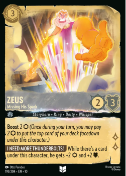 Zeus - Missing His Spark single card from Disney Lorcana