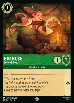 Big Nose - Lovesick Poet single card from Disney Lorcana