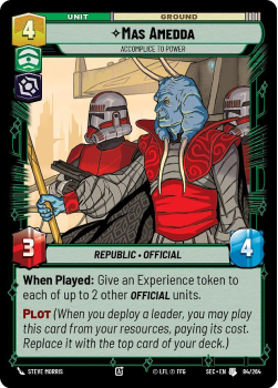 Mas Amedda - Accomplice to Power single card from Star Wars Unlimited