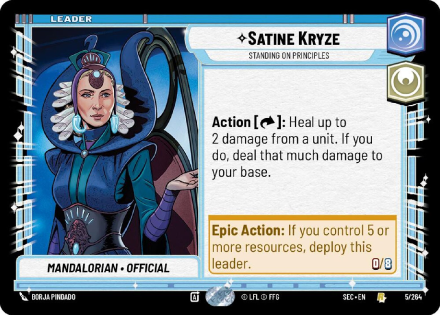 Satine Kryze - Standing on Principles single card from Star Wars Unlimited