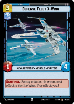 Defense Fleet X-Wing single card from Star Wars Unlimited