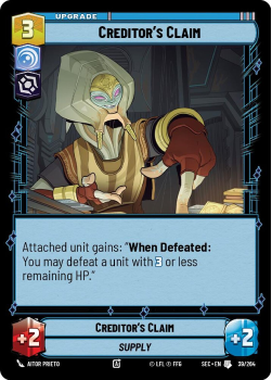 Creditor's Claim single card from Star Wars Unlimited
