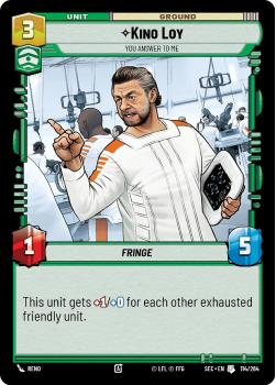 Kino Loy - You Answer to Me single card from Star Wars Unlimited