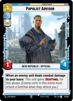 Populist Advisor single card from Star Wars Unlimited