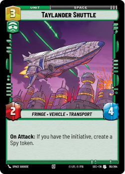 Taylander Shuttle single card from Star Wars Unlimited