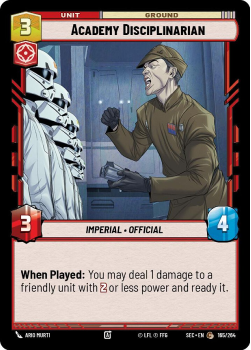 Academy Disciplinarian single card from Star Wars Unlimited