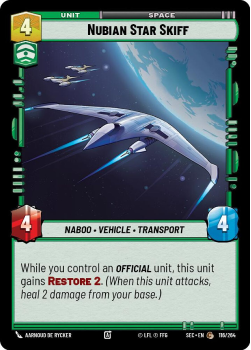 Nubian Star Skiff single card from Star Wars Unlimited