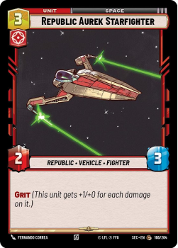 Republic Aurek StarFighter single card from Star Wars Unlimited