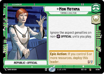 Mon Mothma - Forming a Coalition single card from Star Wars Unlimited