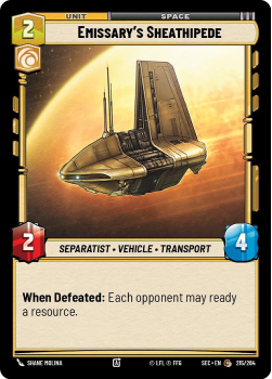Emissary's Sheathipede single card from Star Wars Unlimited