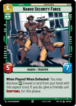 Naboo Security Force single card from Star Wars Unlimited