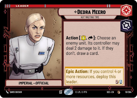 Dedra Meero - Not Wasting Time single card from Star Wars Unlimited