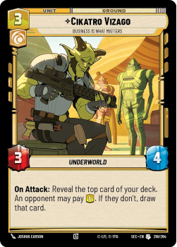 Cikatro Vizago - Business is What Matters single card from Star Wars Unlimited