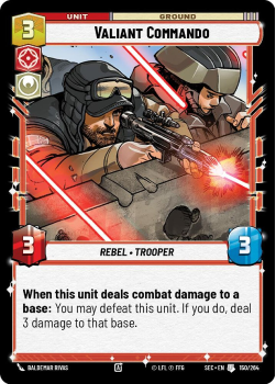 Valiant Commando single card from Star Wars Unlimited
