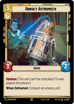 Unruly Astromech single card from Star Wars Unlimited