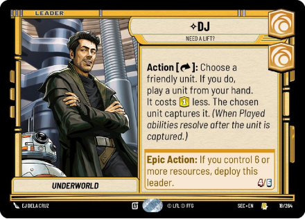 DJ - Need a Lift? single card from Star Wars Unlimited