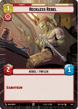 Reckless Rebel (HYPERSPACE) single card from Star Wars Unlimited