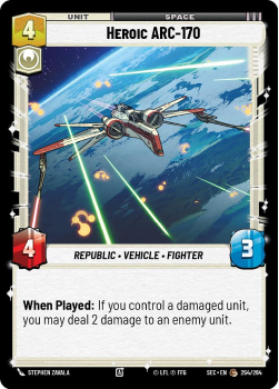 Heroic ARC-170 single card from Star Wars Unlimited