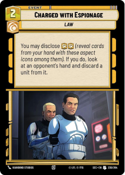 Charged with Espionage single card from Star Wars Unlimited