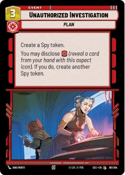 Unauthorized Investigation single card from Star Wars Unlimited