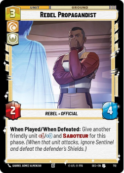 Rebel Propagandist (FOIL) single card from Star Wars Unlimited