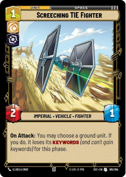 Screeching TIE Fighter single card from Star Wars Unlimited