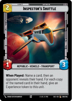 Inspector's Shuttle single card from Star Wars Unlimited