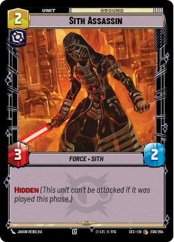 Sith Assassin single card from Star Wars Unlimited