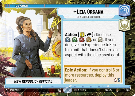 Leia Organa - Of A Secret Bloodline (HYPERSPACE) single card from Star Wars Unlimited