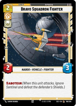 Bravo Squadron Fighter single card from Star Wars Unlimited