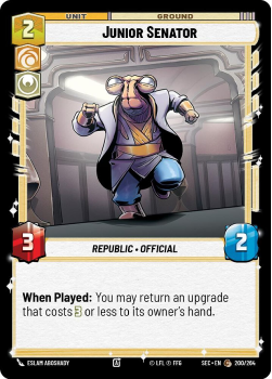 Junior Senator single card from Star Wars Unlimited