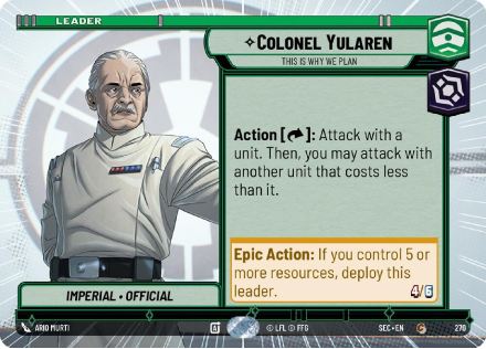 Colonel Yularen - This is Why We Plan (HYPERSPACE) single card from Star Wars Unlimited
