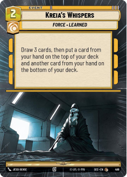 Kreia's Whispers (HYPERSPACE) single card from Star Wars Unlimited