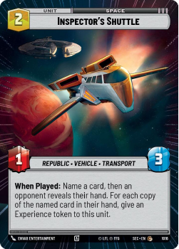Inspector's Shuttle (HYPERSPACE FOIL) single card from Star Wars Unlimited