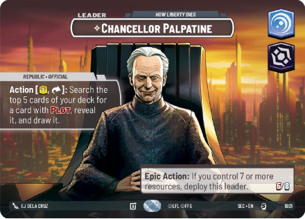 Chancellor Palpatine - How Liberty Dies (SHOWCASE) single card from Star Wars Unlimited