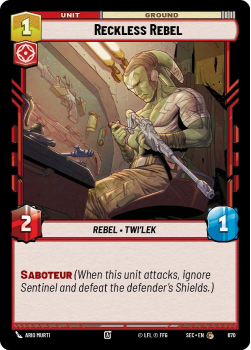 Reckless Rebel (FOIL) single card from Star Wars Unlimited