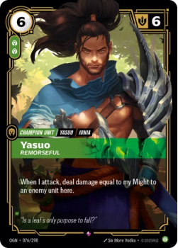 Yasuo, Remorseful single card from Riftbound : League of Legends Card Game