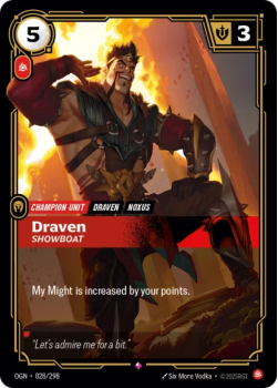 Draven, Showboat single card from Riftbound : League of Legends Card Game