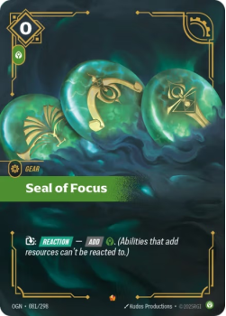 Seal of Focus single card from Riftbound : League of Legends Card Game