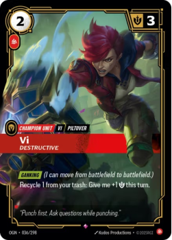 Vi, Destructive single card from Riftbound : League of Legends Card Game