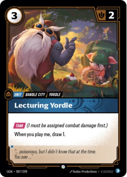 Lecturing Yordle single card from Riftbound : League of Legends Card Game