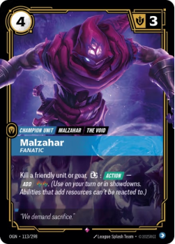 Malzahar, Fanatic single card from Riftbound : League of Legends Card Game