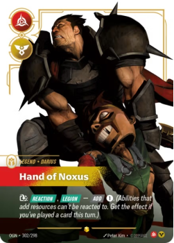 Hand of Noxus single card from Riftbound : League of Legends Card Game