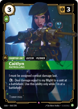 Caitlyn, Patrolling single card from Riftbound : League of Legends Card Game