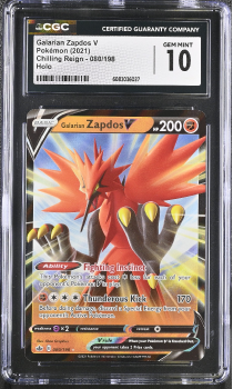 Galarian Zapdos V (HOLO) : 080/198 CHILLING REIGN - CERTIFIED GUARANTY COMPANY Graded Card - 10 GEM MINT